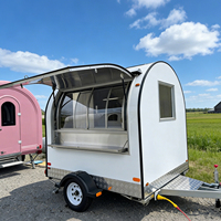 Remorque alimentaire mobile mini en acier inoxydable pour la restauration commerciale, avec roues, pour la vente de glaces, de café, de hot-dogs, de barbecue et de restauration rapide