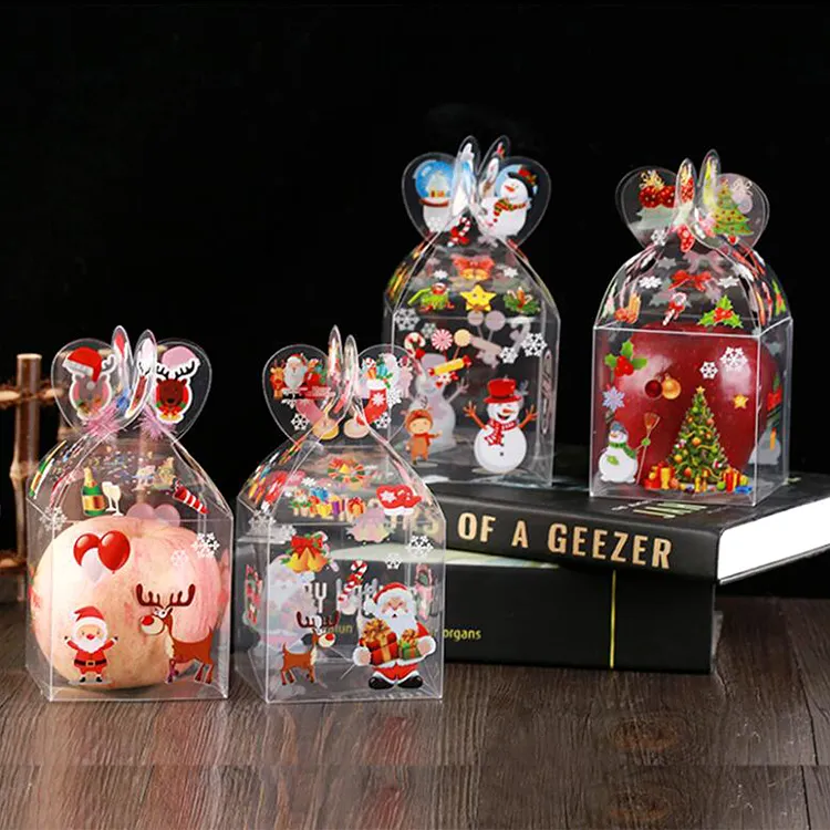 Bolas de plástico navideñas para embalaje de dulces transparentes plegables personalizadas con cinta