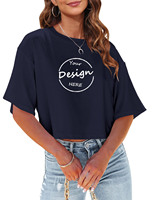 Camisetas Cortas Oversize Personalizadas de Alta Calidad para Mujer, 180GSM de Algodón Suave, Lisas y Básicas con Serigrafía al por Mayor