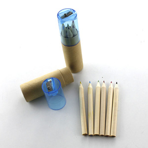Mini lápices de colores de medio tamaño, empaquetados en barril de bañera de papel con afilador - Product Image 5