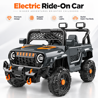 Camion électrique tout-terrain biplace pour enfants, haute qualité, en plastique, à piles, avec télécommande, lumières LED et musique, portes ouvrantes