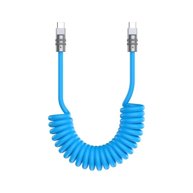 TPU+zinc Alloy Spiral Curly Liquid Silicone USB C PD100W USB-C Data Cable for Iphone17 and Car Spring Coiled Wire Charging Cable