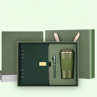 Conjunto de Regalo de Cuaderno Portátil de Cuero Elegante de Diseño Nuevo Personalizado con Bolígrafo y Taza Térmica para Reuniones Empresariales