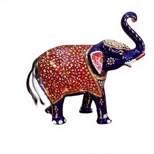 Statue d'éléphant en bois Meenakari Art Déco pour anniversaire, mariage, anniversaire de mariage et Diwali - Product Image 1