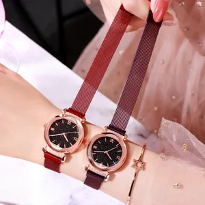 लक्जरी चुंबकीय महिलाओं के लिए घड़ियों गुलाब गोल्ड स्टेनलेस स्टील क्वार्ट्ज घड़ी देवियों सरल पोशाक कलाई घड़ी Relogio Feminino