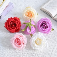Têtes de roses artificielles en soie de 10 cm HBL0074 - Style rond pour décorations de mariage et murs de fond