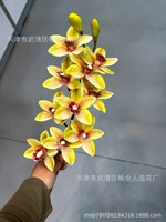 Fleurs d'orchidées Cymbidium en latex faites à la main à 6 têtes, blanches et roses, toucher réel, tige imperméable, style européen pour mariage, Noël, maison
