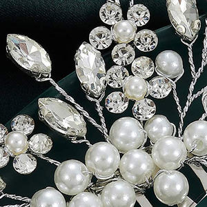 Peine para el pelo de aleación Floral hecho a mano, cristal, <span class=keywords><strong>Asesorios</strong></span> Para Mujer con perlas, accesorios para el cabello con diamantes de Metal ostentosos, lujo para Mujer - Product Image 4