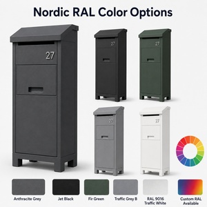 Boîte à colis nordique à livraison par l'avant et récupération par l'arrière en acier galvanisé pour clôture ou portail extérieur - Product Image 6