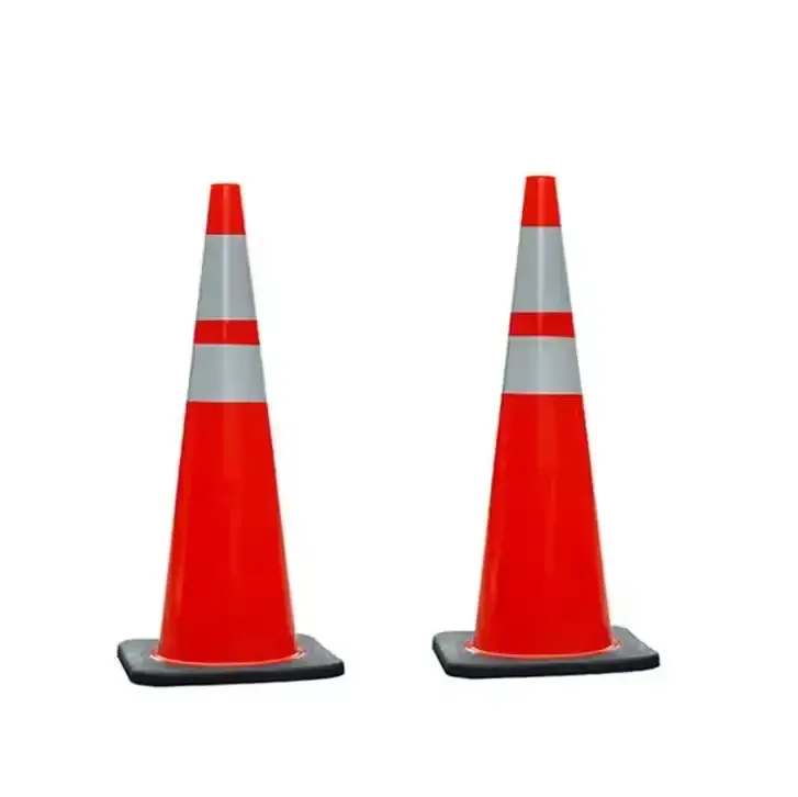 PVC black bottom traffic cone with Reflective safety isolation pile conical drum