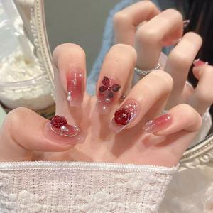 2025 nueva personalización de gama alta hecha a mano acrílico dibujos animados 3D flor almendra francés Nail Art prensa en las <span class=keywords><strong>uñas</strong></span> - Product Image 6