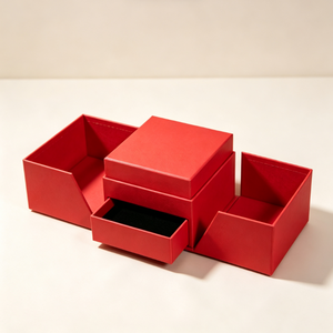 Boîte cadeau pour bijoux avec double couvercle rabattable et tiroir coulissant, rangement pour bagues, colliers, boucles d'oreilles, solution d'emballage personnalisée disponible - Product Image 3