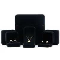 El logotipo del cliente Negro redondo esquina regalo terciopelo joyería embalaje caja de joyería collar de caso