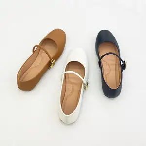 2023 nueva tendencia zapatos de Ballet para niñas jóvenes Mary Jane zapatos planos de boda para mujeres zapatos planos abiertos de moda