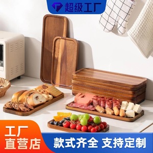 ถาดไม้สำหรับร้านอาหาร, ถาดแฮมเบอร์เกอร์และไก่ทอด, ถาดผลไม้สำหรับน้ำชายามบ่ายและสเต็ก, ถาดไม้กระถิน - Product Image 3