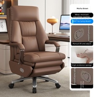 Fauteuil de Direction Moderne à Dossier Haut en Cuir Véritable avec Commande Vocale, Massage, Chargement USB, Moteur Silencieux, Rotation 360°, Chromé, pour Bureau à Domicile