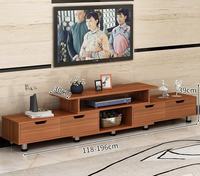 Meuble TV et Table Basse Nordique Moderne Rétractable en MDF pour Salon, 4 Tiroirs, 5 Étagères, Écologique, Durable et Gain de Place
