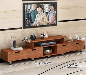 Meuble TV et <span class=keywords><strong>Table</strong></span> Basse Nordique Moderne Rétractable en MDF pour Salon, 4 Tiroirs, 5 Étagères, Écologique, Durable et Gain de Place - Product Image 4