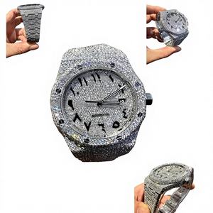 Reloj de Lujo para Hombre con Incrustaciones de Diamantes VVS Moissanite, Movimiento Mecánico, Caja de Acero Inoxidable, Correa de Cristal con Cierre, 10 Bar - Product Image 1