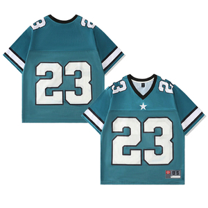 Maglia <span class=keywords><strong>Bianca</strong></span> con Numero 23 Blu, Estiva a Maniche Corte, <span class=keywords><strong>Scollo</strong></span> a <span class=keywords><strong>V</strong></span>, Vestibilità Oversize, Traspirante, Anti-Pilling, in Poliestere/Cotone - Product Image 5