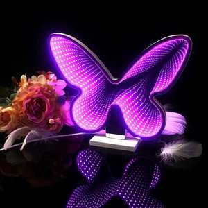 Butterfly Abyss <b>Mirror</b> LED Neon Light Cool Purple Tunnel Design Multi-color <b>Mirror</b> Effect IPX3 Waterproof Home Buildings - Product Image 1