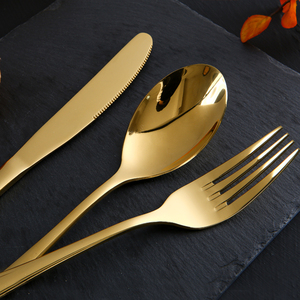 Juego de cucharas y tenedores de oro rosa de acero inoxidable, juego de cubiertos reutilizables de metal negro - Product Image 3