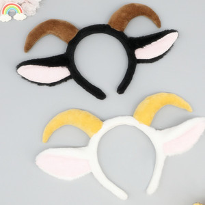 Cosplay Dierlijke Rekwisieten Lamsoren Hoofdband Schattige Pluche Schapenhaar Hoepel Halloween Cosplay Dier Witte En Zwarte Geitenhoofdtooi - Product Image 2