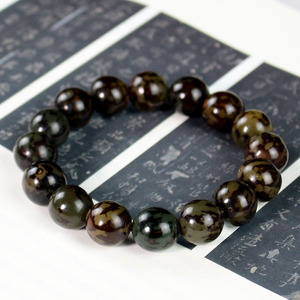 Bodhi Root <b>Bracelet</b> Single Loop Unisex Jewelry Watermelon Rind Green Beaded Everyday Wear - Product Image 3