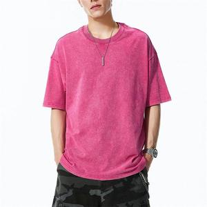 270Gsm 酸洗T恤 街头风嘻哈 100% 棉T恤 带徽标 超大复古T恤 - Product Image 1