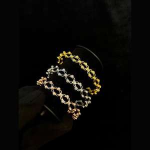 Elegant <b>Rose</b> <b>Gold</b> & Silver Finish Crystal Ring and Fine <b>Charm</b> <b>Bracelet</b> Set - Product Image 1