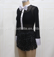 Robe à franges noire sexy pour femmes, costumes de danse jazz en gros, robe à franges