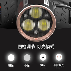 Lampe frontale LED rechargeable XINSITE avec capteur Type-C, haute puissance pour la pêche nocturne, la randonnée et les activités de plein air - Product Image 5
