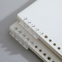 Carnet A5 à feuilles mobiles avec couverture transparente en PP, rechargeable, 70 feuilles lignées et quadrillées, papeterie de bureau pour étudiants, vente en gros