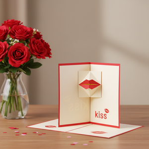 Tarjeta de Felicitación de Papel con Labios Rojos en 3D |   Tarjeta de Beso Explosivo para el Día de San Valentín, Confesión Romántica para Enamorados (Directo de Fábrica) - Product Image 1