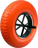 Roda Padat Anti Bocor Busa PU 4.80/4.00-8 yang Dapat Disesuaikan dengan As Roda Baja 20x120mm untuk Gerobak Dorong Konstruksi