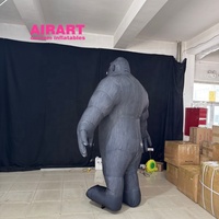 Costume de gorilles de simulation gonflable noir pour l'activité de performance, costume de singe gonflable de défilé