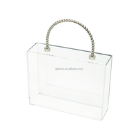 Boîte élégante en acrylique avec poignée, design rectangulaire, finition miroir de luxe, pour emballage cadeau