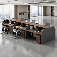 Poste de travail de bureau moderne en bois avec cloison pour 4 à 6 personnes, table de bureau avec 6 panneaux de séparation, garantie de cinq ans