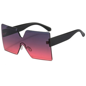 Rimless Square <b>Gradient</b> <b>Sunglasses</b> PC68001 UV400 Shield Style Unisex Adult Sun Protection - Product Image 4