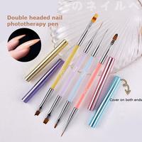 Nouveau Nail Art Brosses Liner Set Double Fin Français Stylo Kit Autocollants Brosse Ensemble Deux Voies Brosses À Ongles Ensemble
