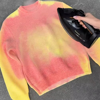 Pull en mohair tricoté pour homme, à manches longues, coupe courte, coupe carrée, effet dégradé, personnalisé, de luxe, de créateur, pour l'automne