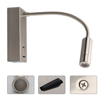 Lampes de lecture à LED pour lits 3W Snake goose neck hose Angle réglable à volonté lampe de chevet de chambre à coucher style moderne