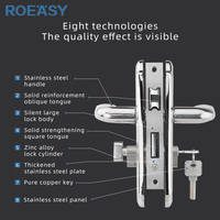 Roeasy Ensemble de Poignée de Serrure de Porte en Bois, Verrou de Sécurité Moderne avec Corps de Serrure et Cylindres pour la Maison