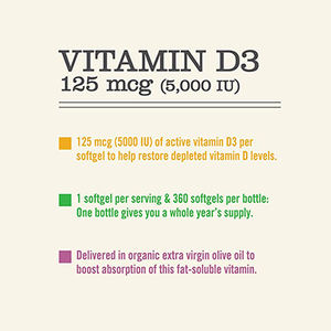 Supplément de vitamine D3 360 gélules soutient la santé des os et la fonction musculaire Vitamine D3 organique Extraits de plantes - Product Image 5