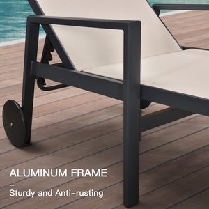 Chaise longue d'extérieur réglable pour la plage au bord <span class=keywords><strong>de</strong></span> la piscine et le patio extérieur Chaise longue en aluminium - Product Image 2
