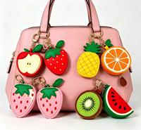 Porte-monnaie cerise, breloque de sac, porte-clés en cuir mignon, breloques de sac fruits, breloques de sac fraise, pochette porte-monnaie fruits, pochette porte-clés