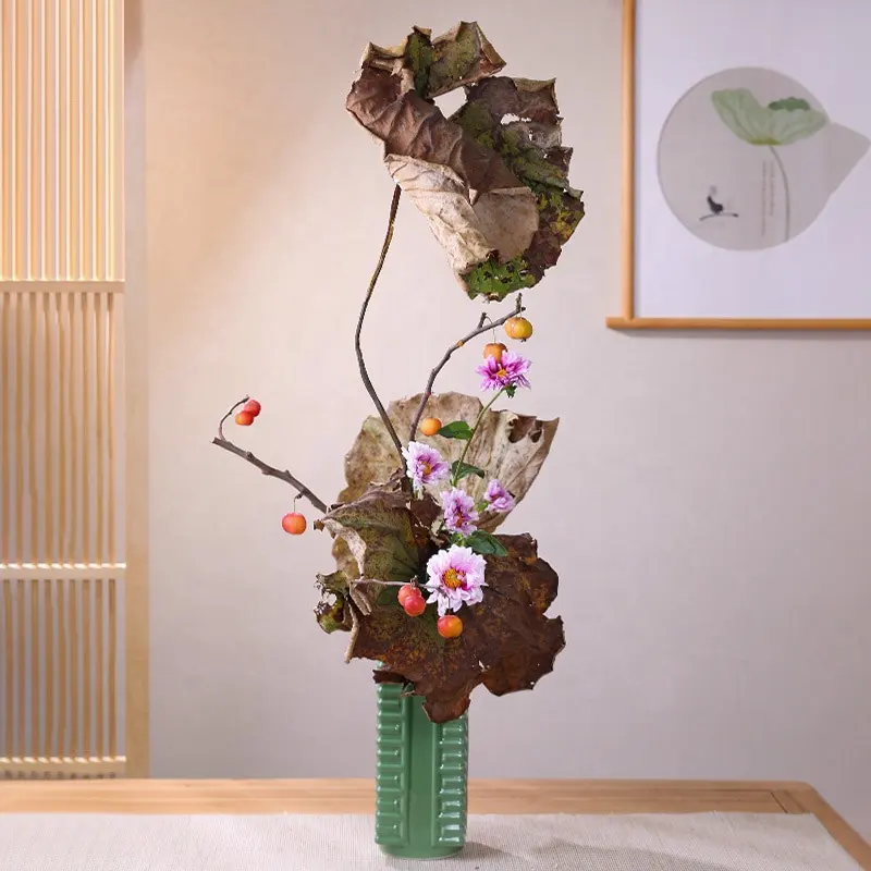 Grüne Keramik vasen Blumen arrangement gefäße im chinesischen Stil für Blumen Wohnkultur Blumen kunst Ohararyu Ikebana