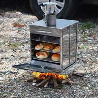 Four de camping pliable en acier inoxydable, portable, pour la cuisson en plein air, barbecue, grill pour la cuisine en extérieur