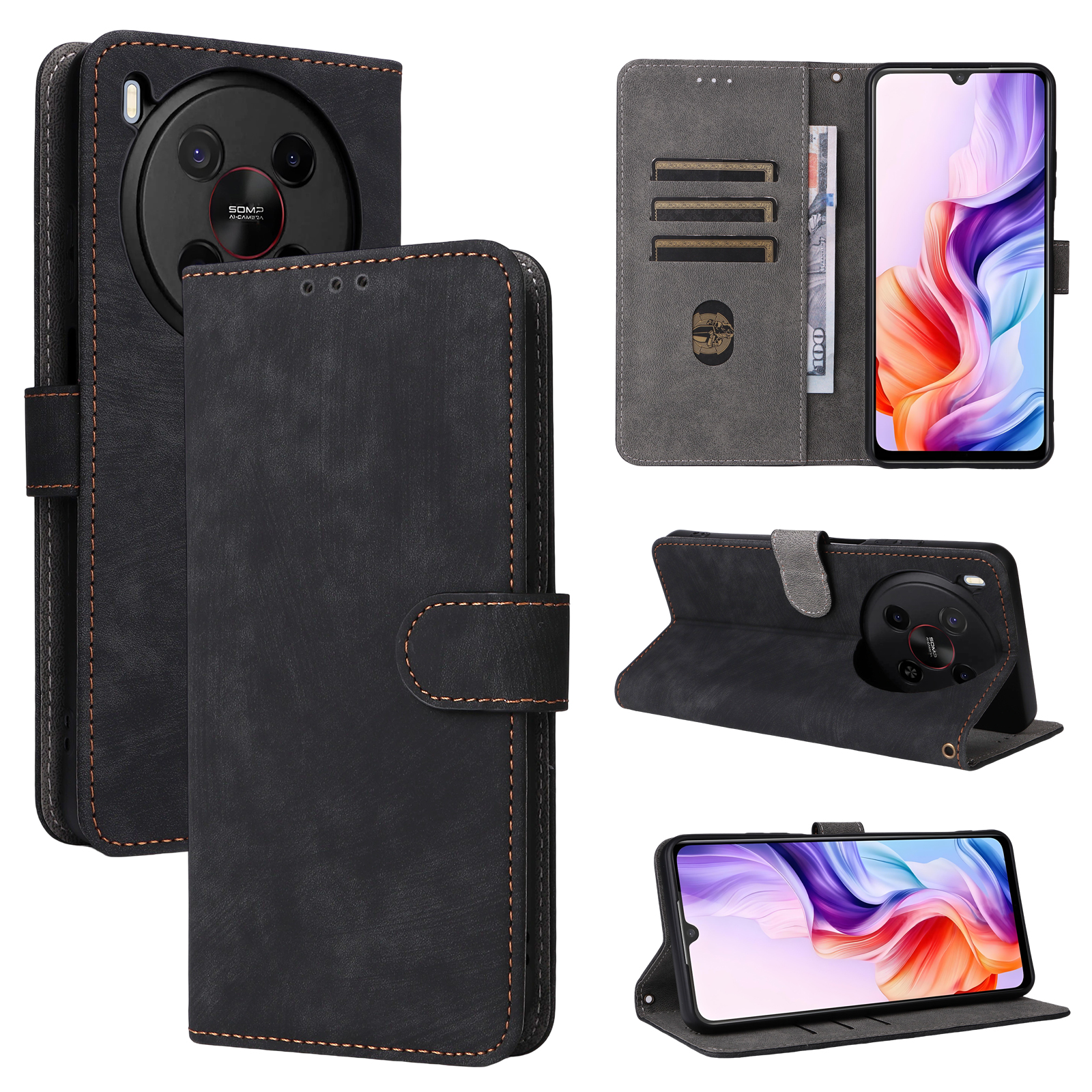 Camera Protection PU Leather Case for ZTE Blade V70 Max