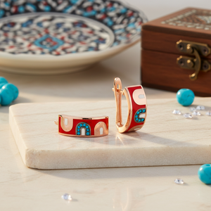 Red Enamel <b>Back</b> Clips <b>Earrings</b> Turkish Wholesale Turquoise CZ Handcrafted 925 Sterling Silver Jewelry Trendy Fine Jewellery - Product Image 3